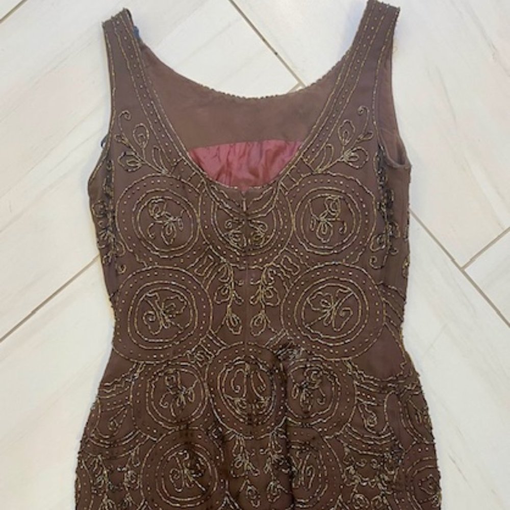 Carmen Marco Valvo Beaded Cocktail Dress - Picture 5 of 8